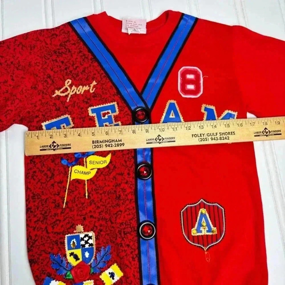 Vintage Academia Red Sport Team Senior Champ Cardigan Sweater Tickle Me athletic - Picture 10 of 11